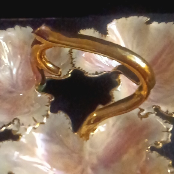 Vintage Porcelain Opalescent Link & Pearl Irresident Gold Finish Serving Dish - Picture 2 of 5